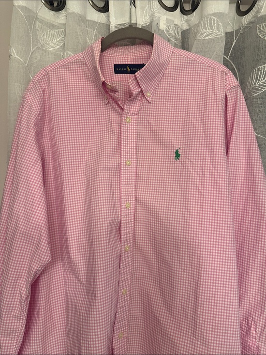 Ralph Lauren Other - Ralph Lauren Pink Gingham Button-Down Shirt with Green Polo Logo